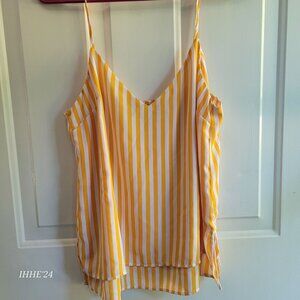 Forever 21 Yellow & White Striped Sleeveless Top - Medium